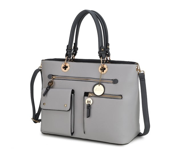 A modern take on neutrals, the Light Gray-Charcoal Julia Satchel offers a refined and versatile color palette.