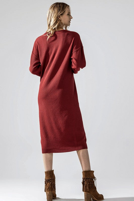 Margot Sweater Dress featuring relaxed silhouette in brick knit.