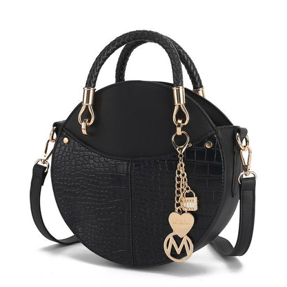 Black Nobella Croco Crossbody MKF Collection by Mia K. with handle and adjustable strap.