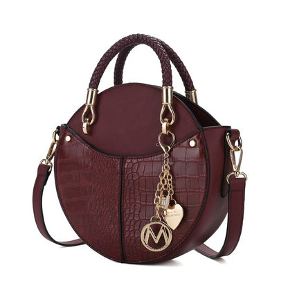 Wine Nobella Croco Crossbody MKF Collection by Mia K. with adjustable crossbody strap.