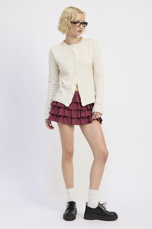Cleo Off White cardigan round neck long sleeve style.