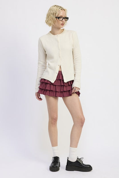 Cleo Off White cardigan round neck long sleeve style.