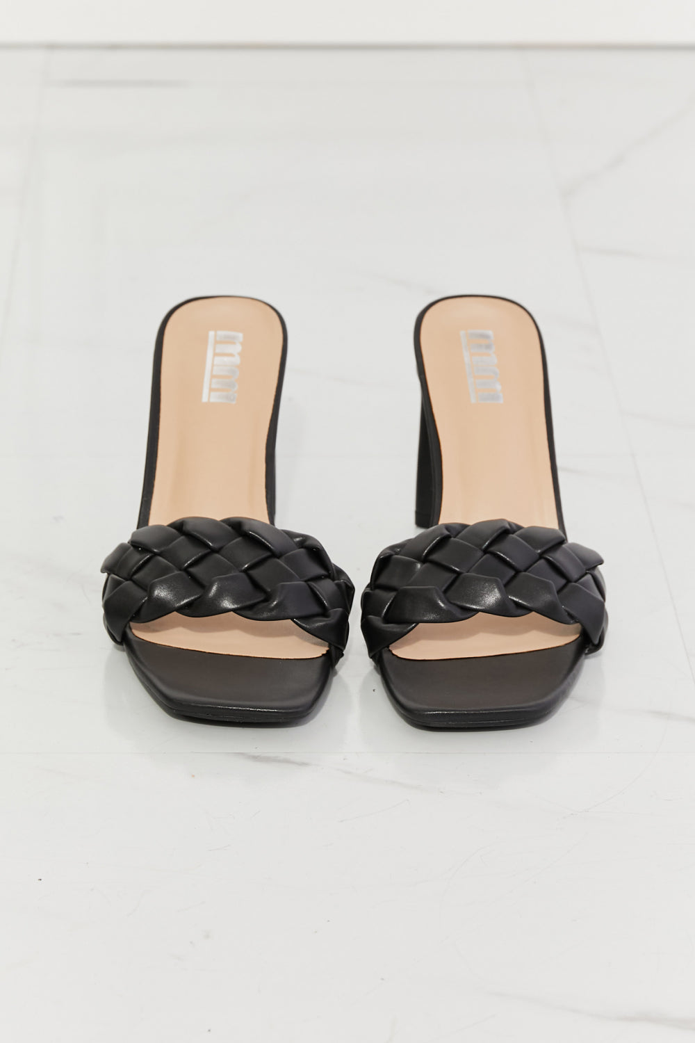 Dahlia Top of the World Braided Block Heel Sandals in Black