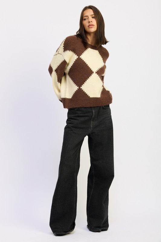 Full body view model wearing Cassidy Oversized Sweater front facing
