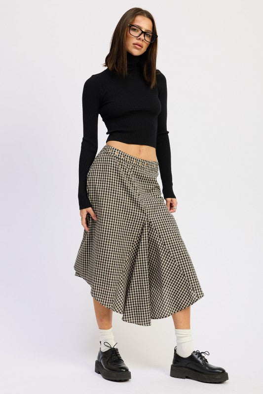 Front view of Karrigan Asymmetrical Skirt showing A-line silhouette.