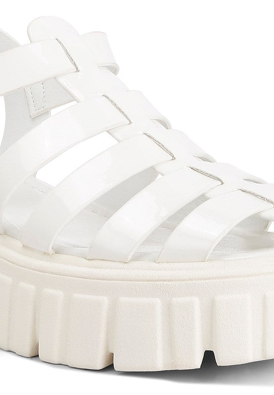 Zulla Chunky Gladiator Sandals in white, featuring trendy chunky platforms for bold and edgy style.