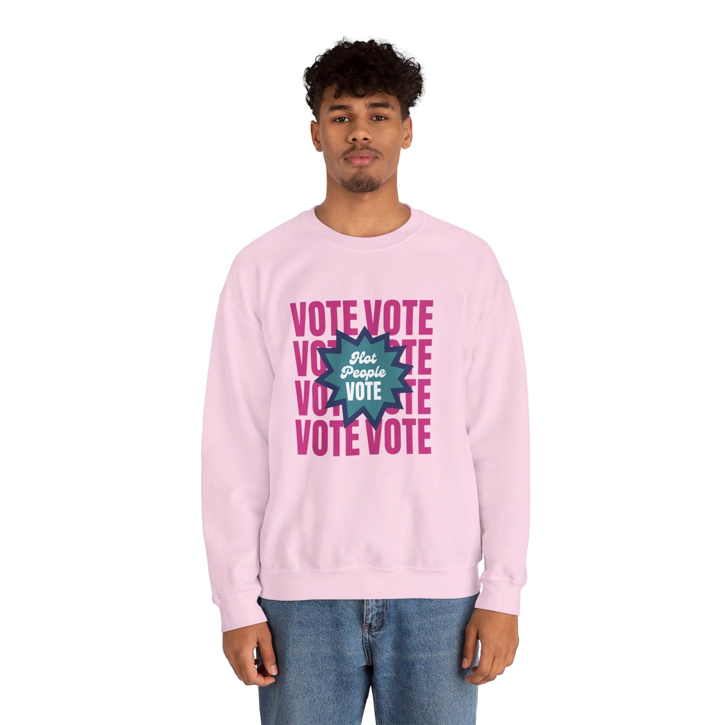 Hot People Vote - Pink Unisex Crewneck Sweatshirt