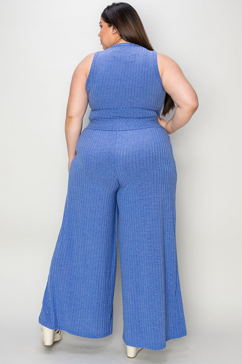 Noel Full Size Ribbed Tank and Wide Leg Pants Set