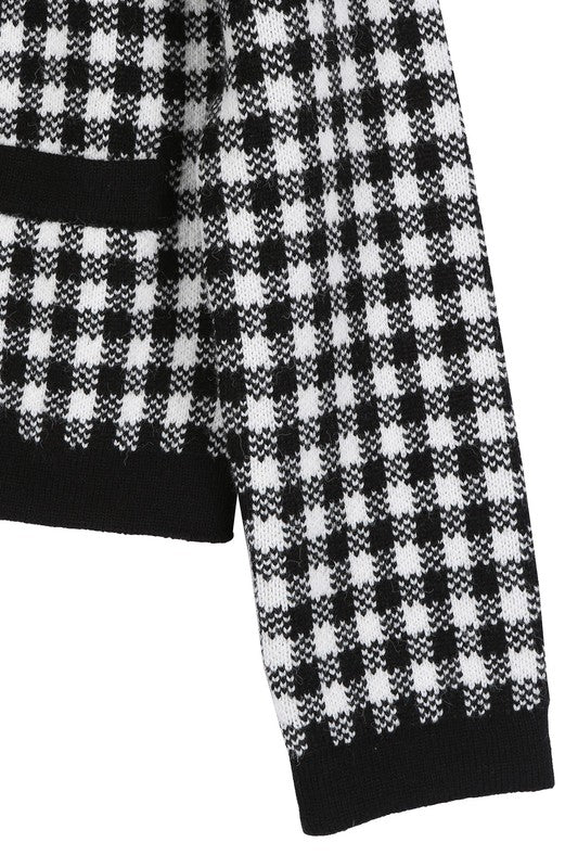 Sabine Black Check Knitted Jacket