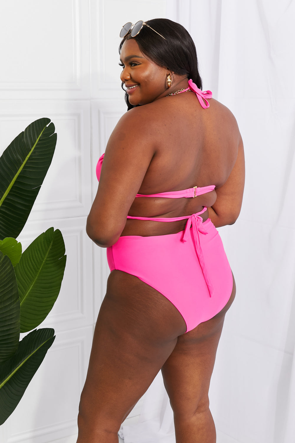 Summer Splash Halter Bikini Set in Pink By Marina West