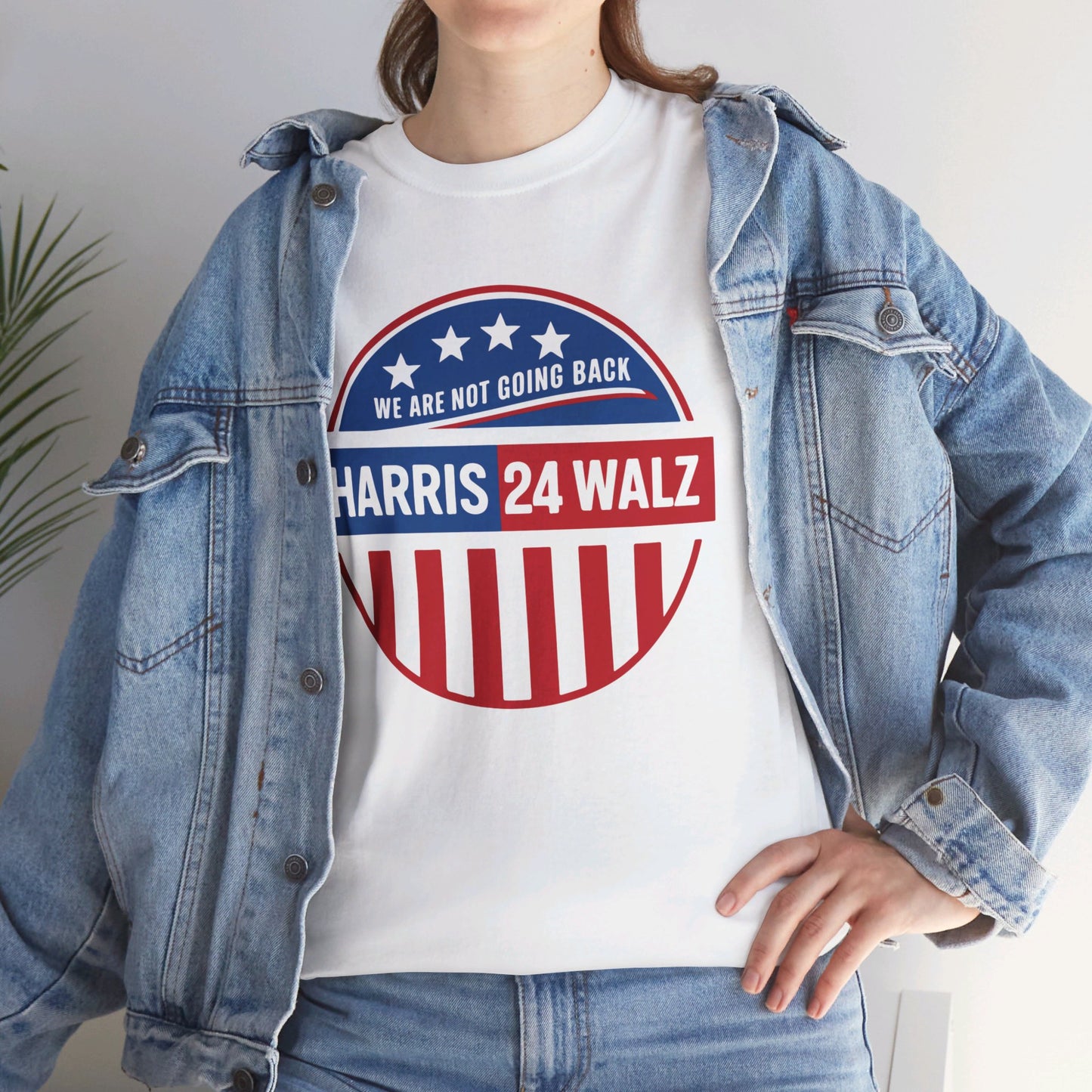 We Are Not Going Back, Harris Walz 24 Unisex Heavy Cotton Tee