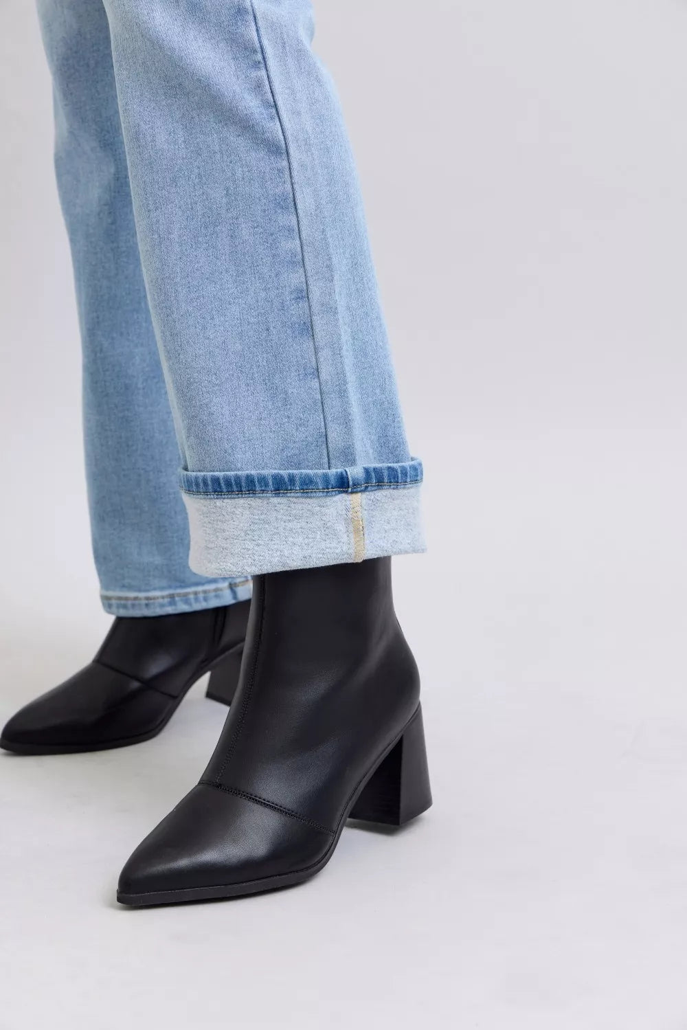 Close-up of Misha Thermal Bootcut Jeans showing soft thermal fabric texture.