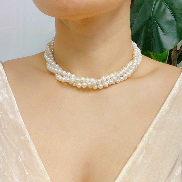 Malala Three Strands Freshwater Pearl Necklace