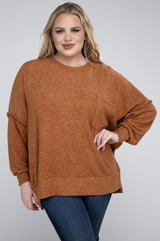 Lealla Brushed Melange Drop Shoulder Sweater