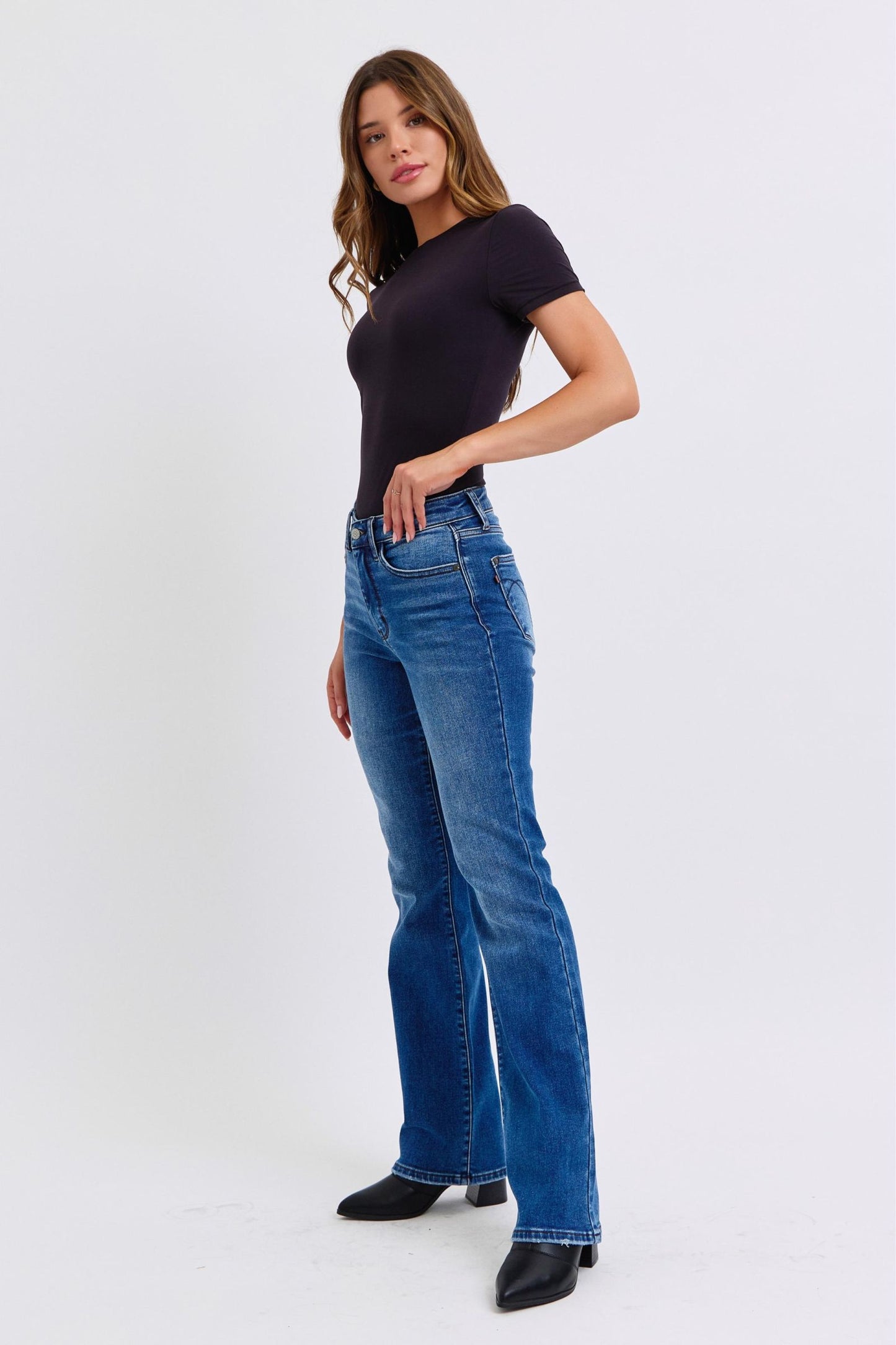 Bette Mid-Rise Bootcut Jeans with Pockets by Judy Blue