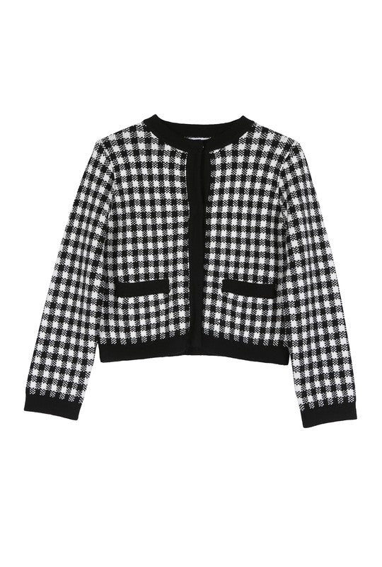 Sabine Black Check Knitted Jacket