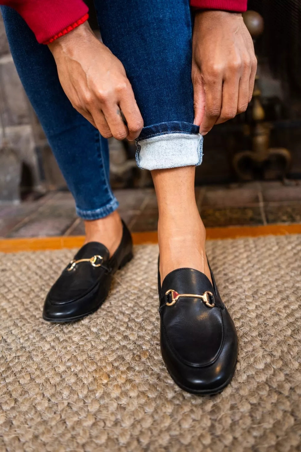 Close-up of Glenda Washed Thermal Skinny Jeans showing washed detailing and stitching.