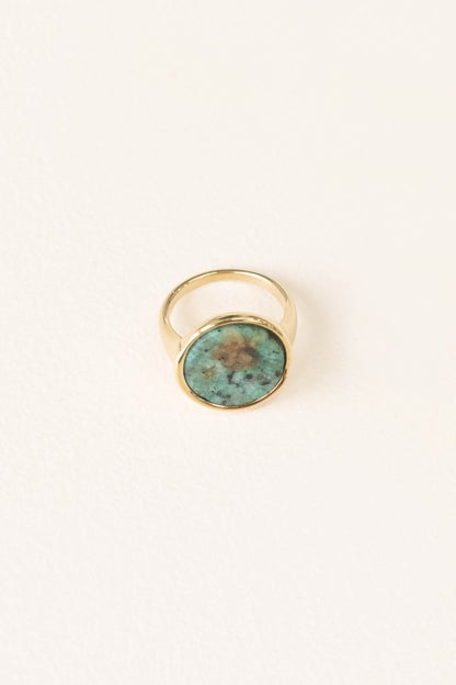 Front angled view of Ambition Stone Ring in Pine with unique stone pattern.