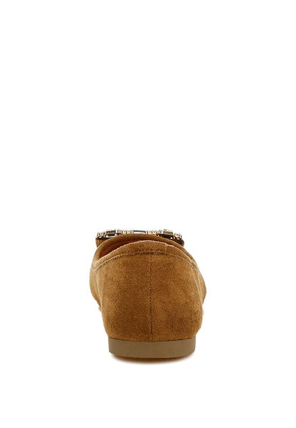 Prajik Tan Ballerinas back view highlighting sleek flat heel