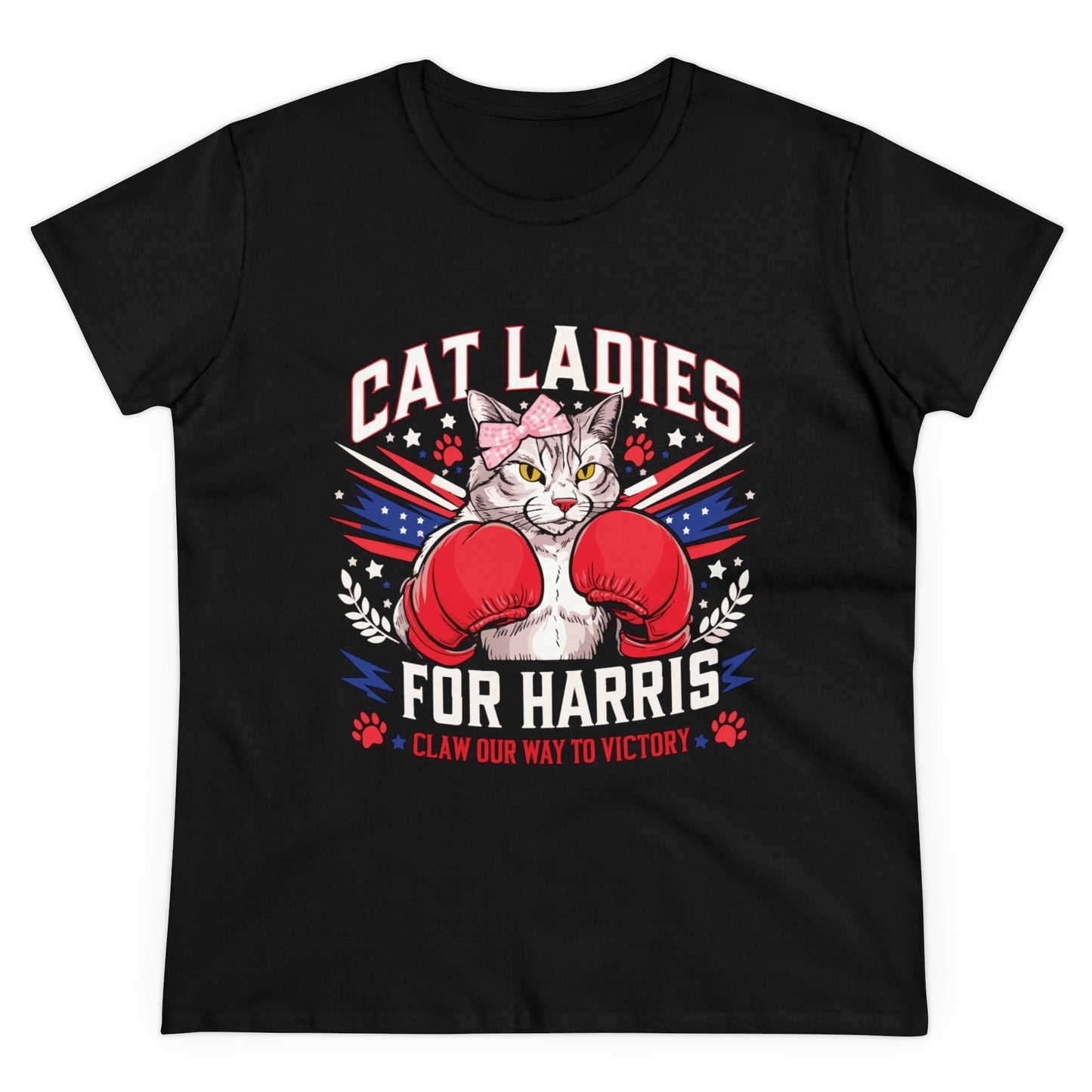 Cat Ladies For Harris, Claw Our Way To Victory Women's Midweight Cotton Tee