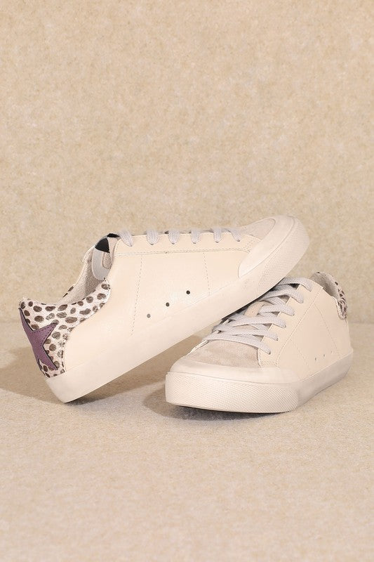 Natela Leopard Trim Star Sneakers