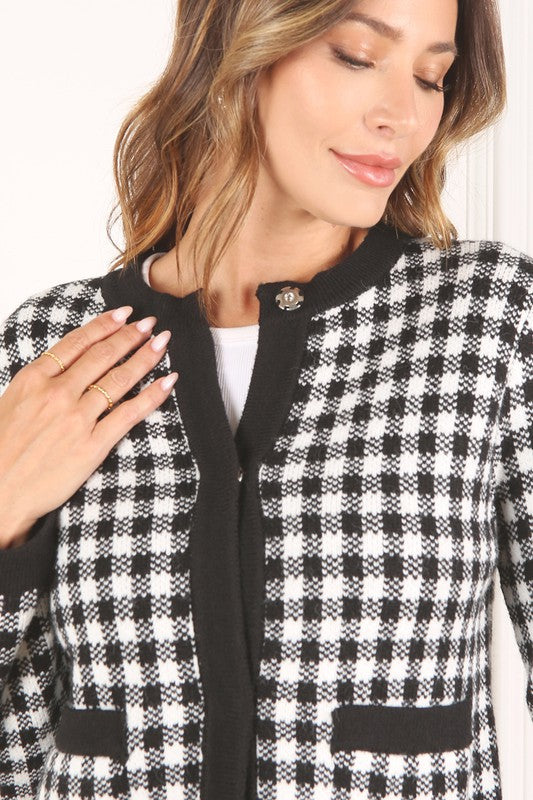 Sabine Black Check Knitted Jacket