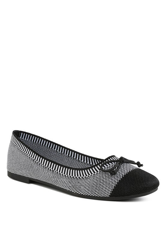 Front angle view of Rosario Two Tone Ballerinas in grey with black cap toe