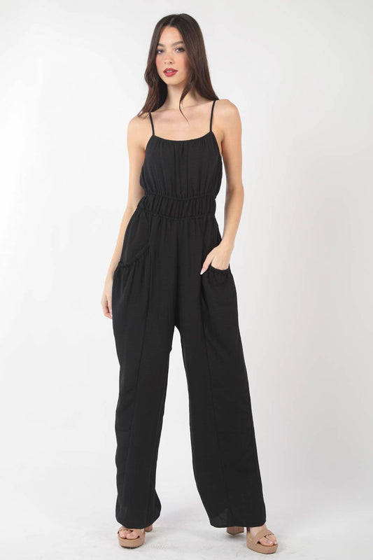 Yuko Pintuck Detail Woven Sleeveless Jumpsuit