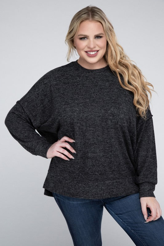 Lealla Brushed Melange Drop Shoulder Sweater