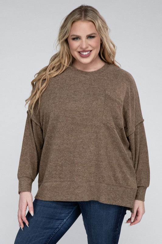 Lealla Brushed Melange Drop Shoulder Sweater