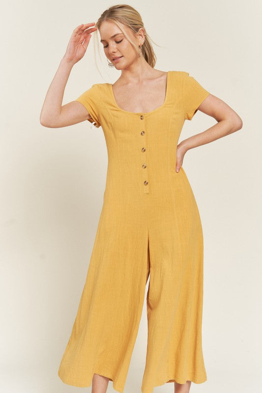 Seona Linen Button Down Jumpsuit (Plus)