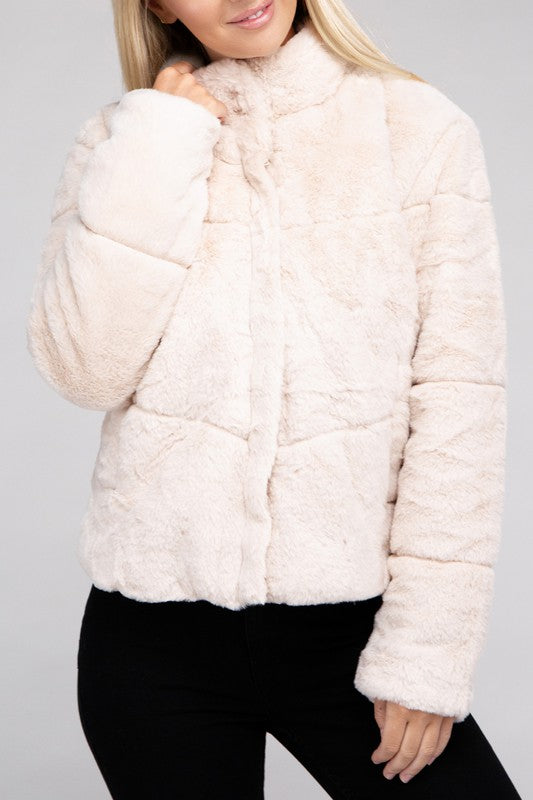 Tanvi Fluffy Zip-Up Sweater Jacket