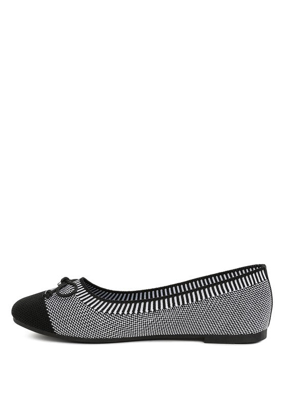 Side angle view of Rosario Two Tone Ballerinas in grey and black with square toe