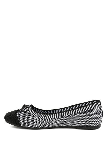 Side angle view of Rosario Two Tone Ballerinas in grey and black with square toe