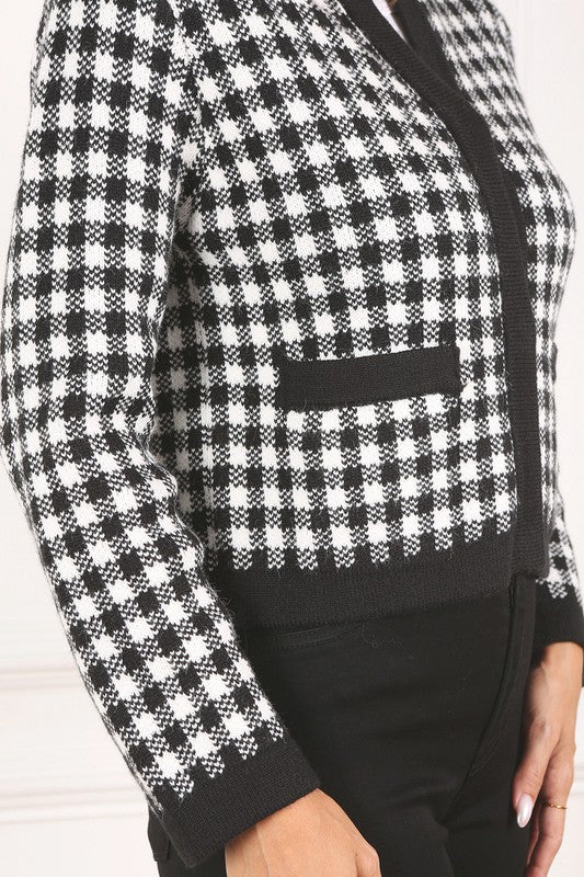 Sabine Black Check Knitted Jacket