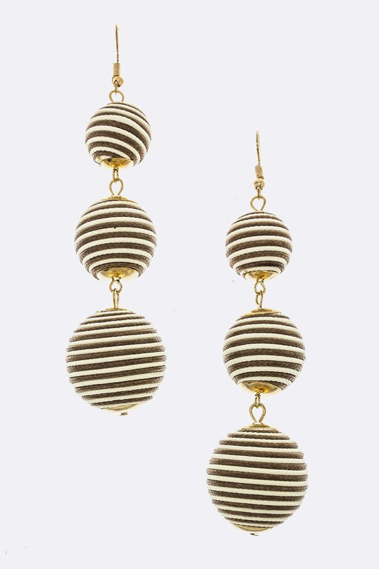 Brown ball drop earrings with a 4-inch drop