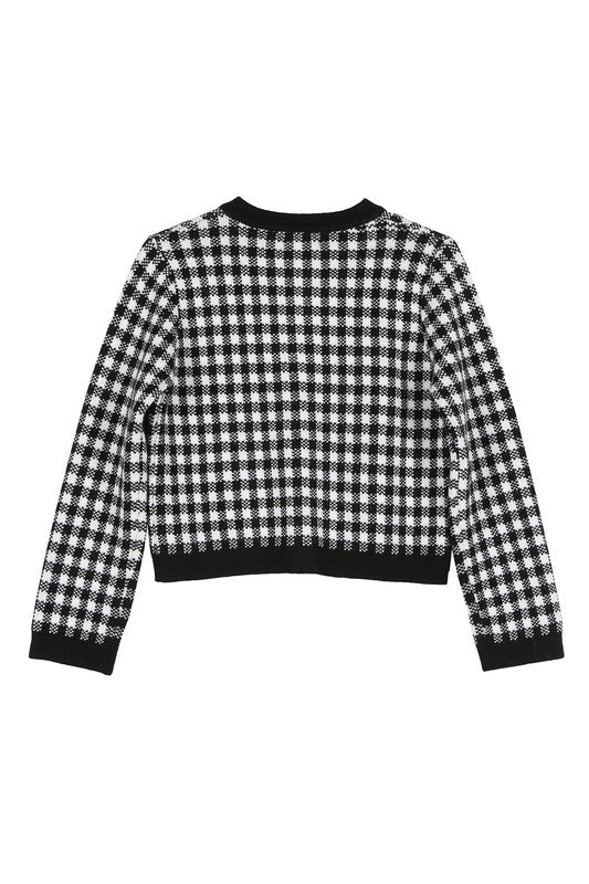 Sabine Black Check Knitted Jacket