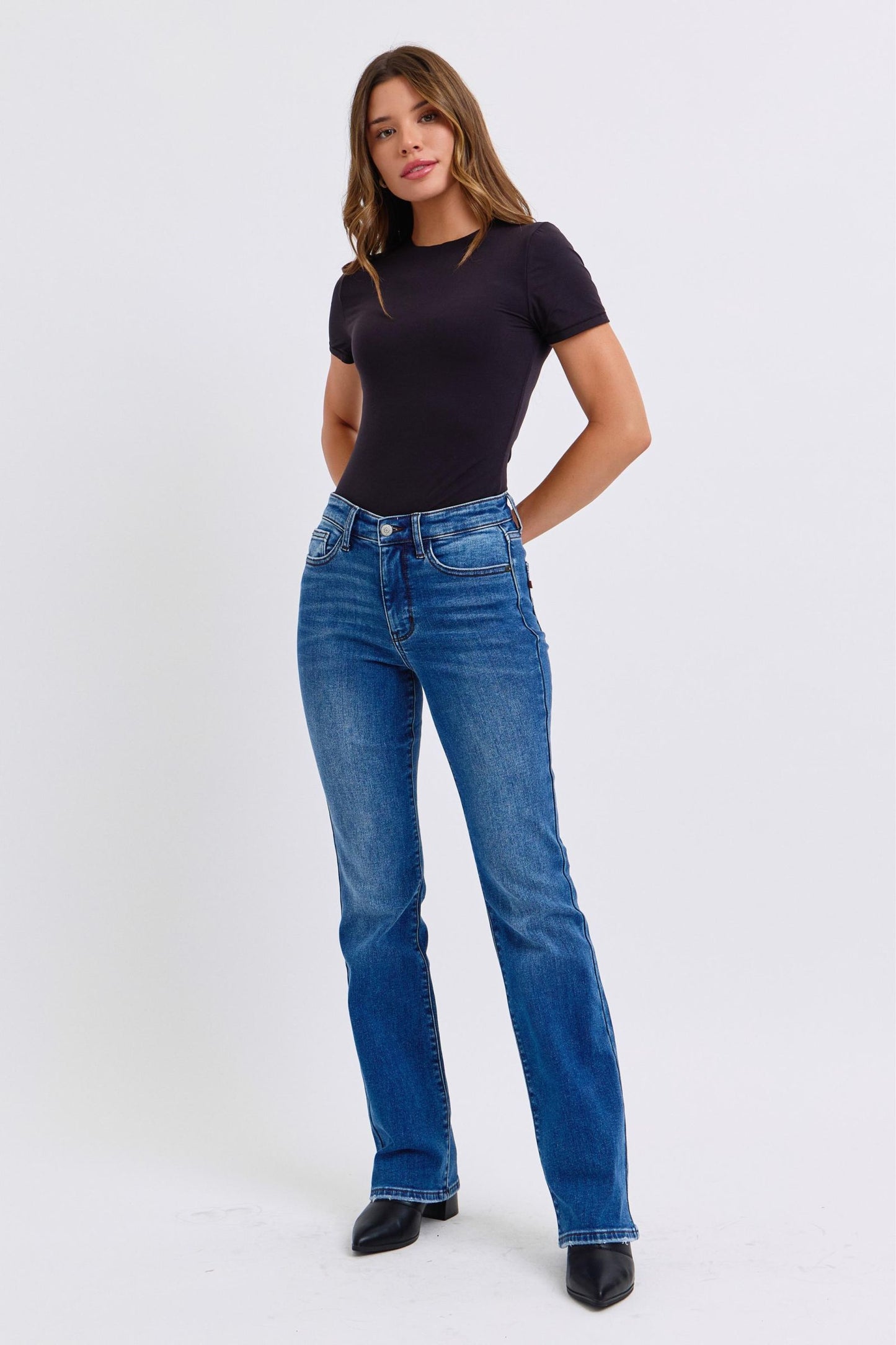 Bette Mid-Rise Bootcut Jeans with Pockets by Judy Blue