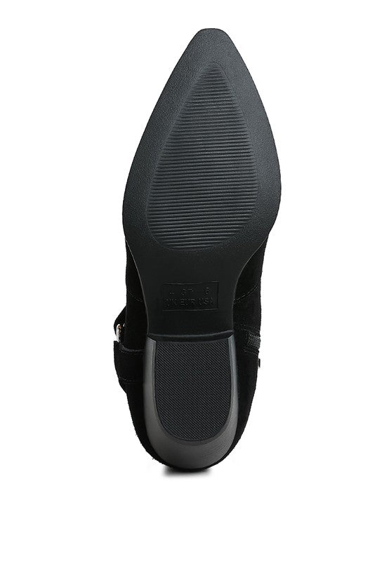 Jockey Harness Ankle Boots black suede bottom view highlighting durable TPR outsole