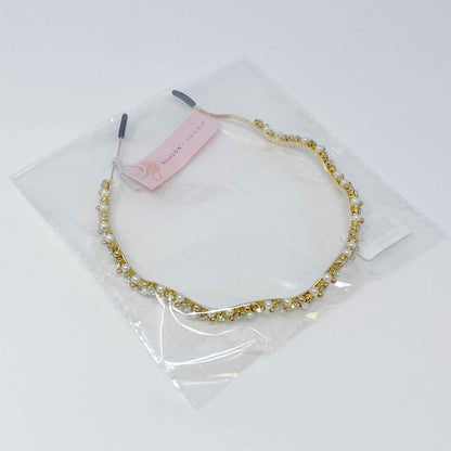 Rihanna Pearl and Crystal Headband - Bedazzled, Slim Wavy Design