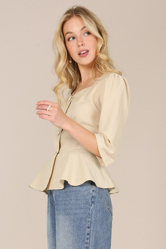 Sophia 3/4 Sleeve Front Button Blouse