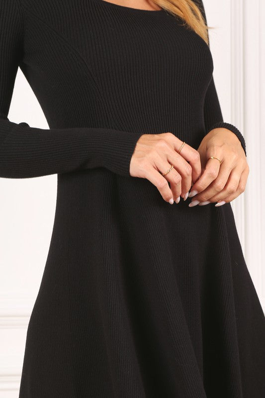 Sigourney Knitted Fit and Flare Dress – Cozy Mini with Square Neck