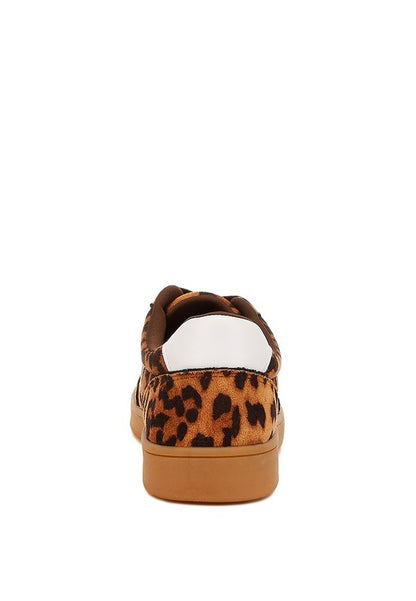 Rear view of Prowler Leopard Chunky Sneakers with cushioned collar