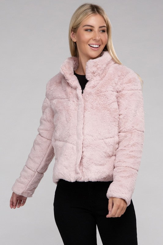 Tanvi Fluffy Zip-Up Sweater Jacket