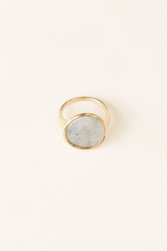Angled front view of Ambition Stone Ring in Haze showcasing stone details.