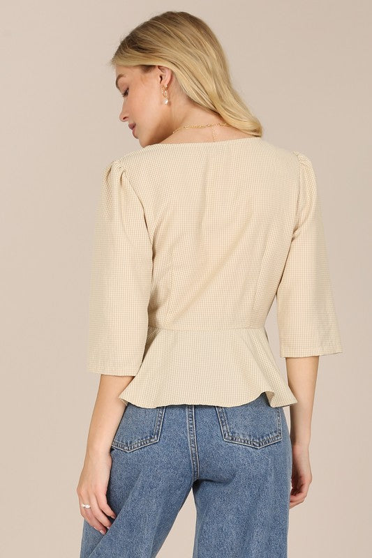 Sophia 3/4 Sleeve Front Button Blouse