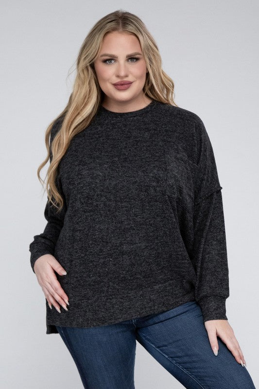 Lealla Brushed Melange Drop Shoulder Sweater