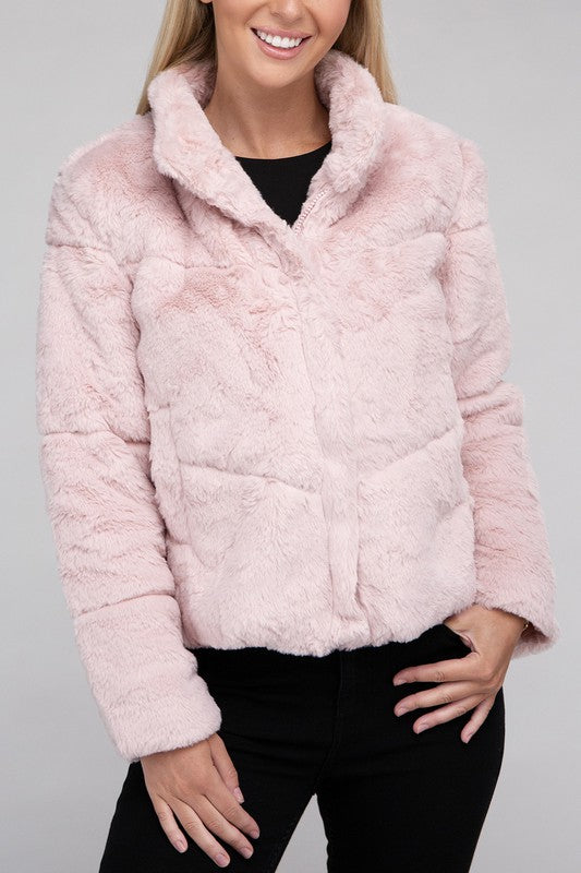 Tanvi Fluffy Zip-Up Sweater Jacket