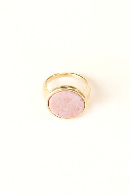 Front angled view of Ambition Stone Ring in Dusty Rose highlighting stone variation.