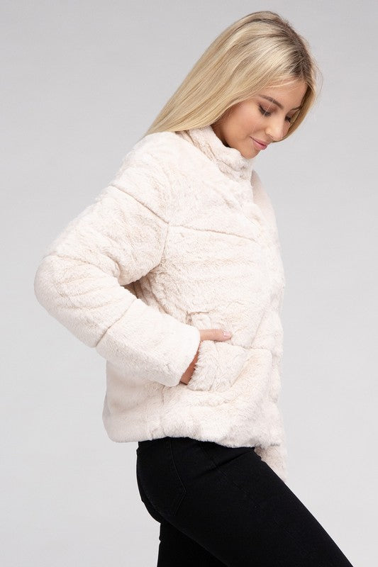 Tanvi Fluffy Zip-Up Sweater Jacket